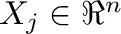 $\m{X}_{j} \in \Re^{n}$