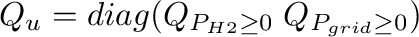 $Q_u=diag(Q_{P_{H2}\geq0}\;Q_{P_{grid}\geq0})$